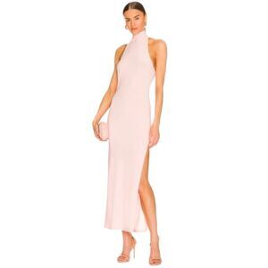 Norma Kamali X REVOLVE Halter Turtle Side Slit Gown in Blush.Size M